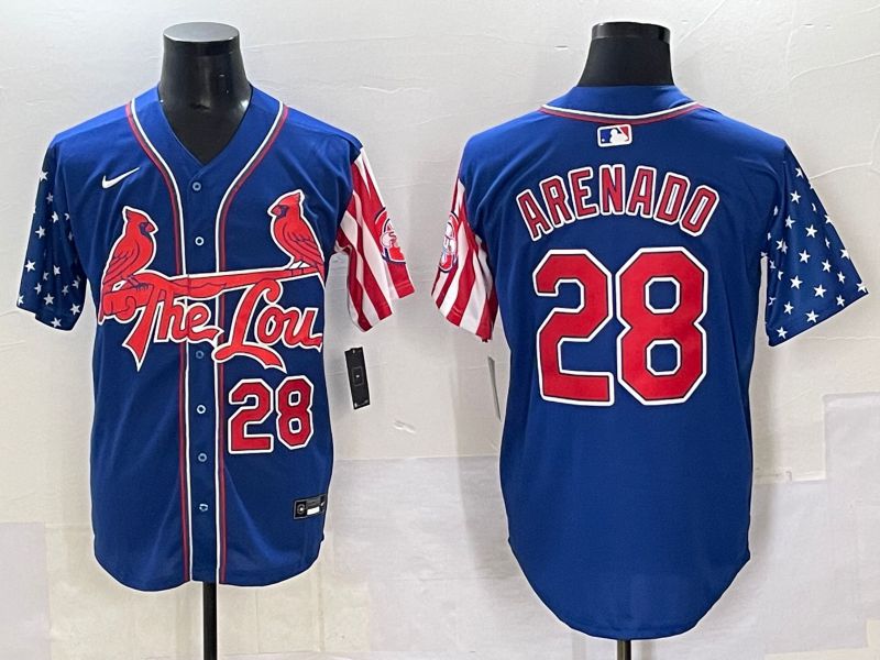 Men 2025 St.Louis Cardinals #28 Arenado Blue a generation of national flags Joint Name Nike MLB Jersey style 4